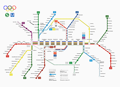Das Olympia Liniennetz vom 26. August bis 11. September 1972. Repro: Dirk Mattner [hier klicken zur Vergrößerung]